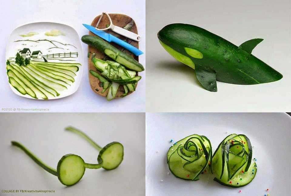 Some amazing decorations on cucumber Shapes of a cucumber